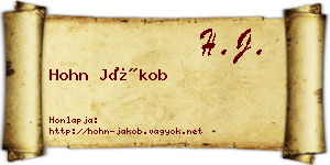 Hohn Jákob névjegykártya